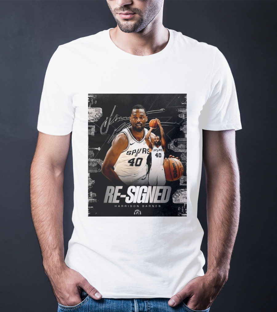 Re Signed Harrison Barnes Spurs 40 Basketball Return T-Shirt