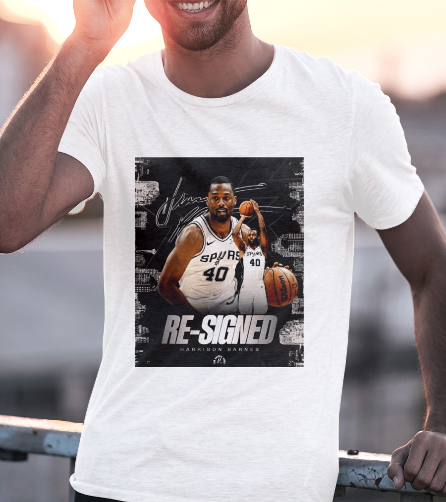 Re Signed Harrison Barnes Spurs 40 Basketball Return T-Shirt