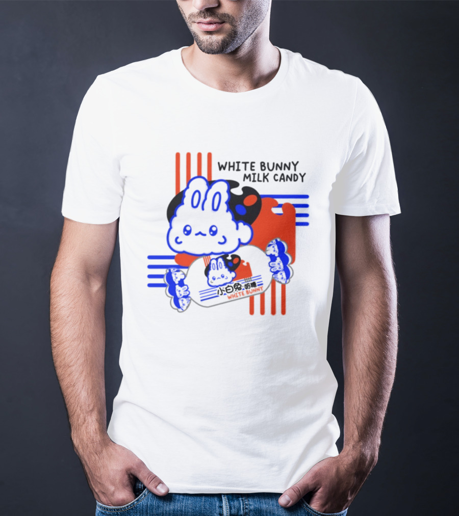 White Bunny Milk Candy Kawaii Asian Snacks Cute Blue Japanese T-Shirt