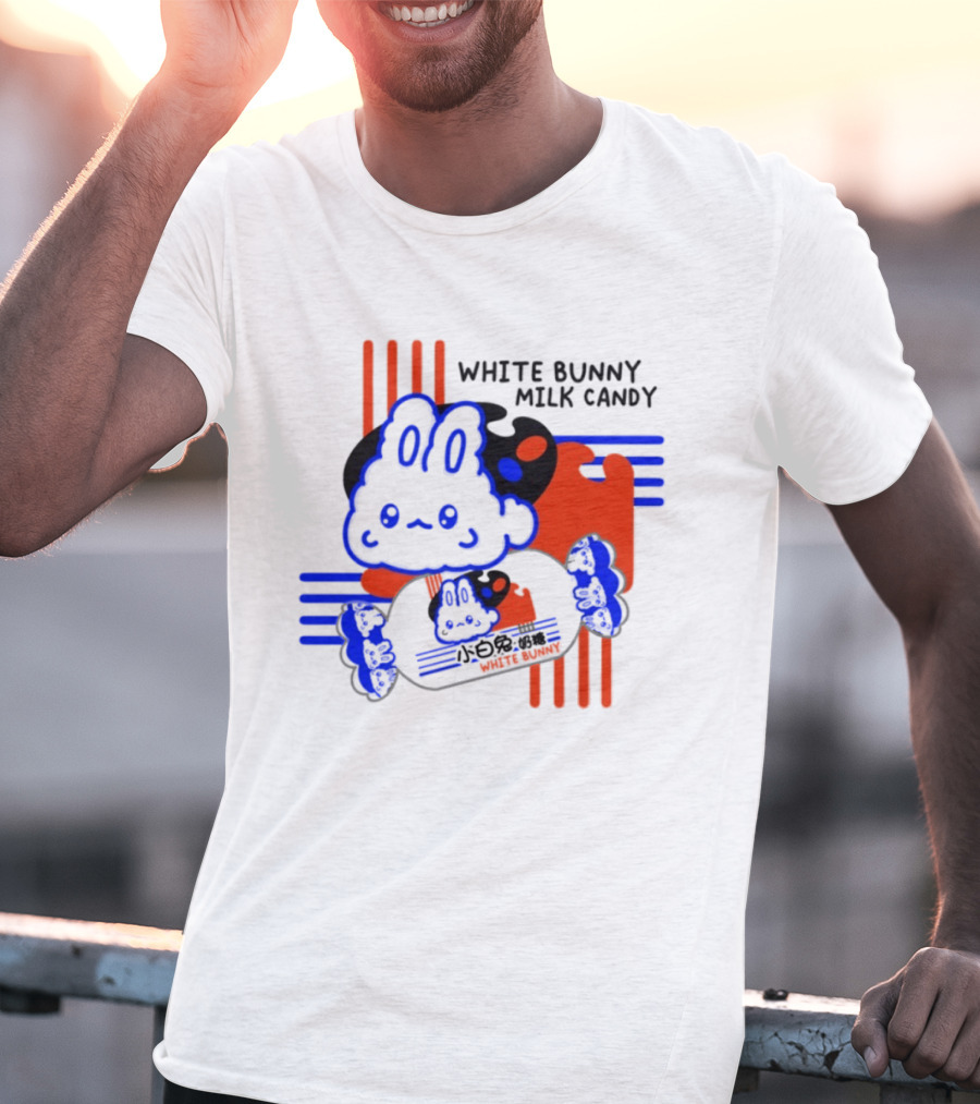 White Bunny Milk Candy Kawaii Asian Snacks Cute Blue Japanese T-Shirt