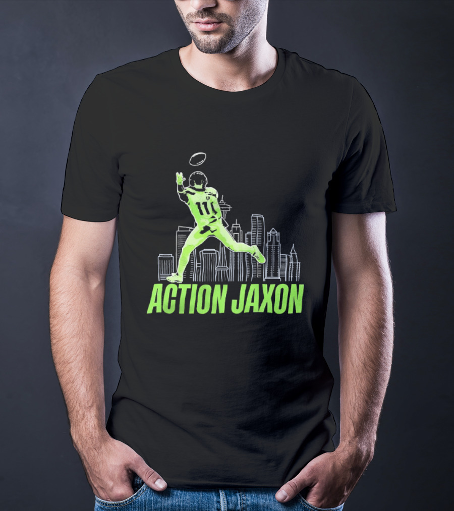 Action Jaxon Seattle Skyline Football Catcher T-Shirt