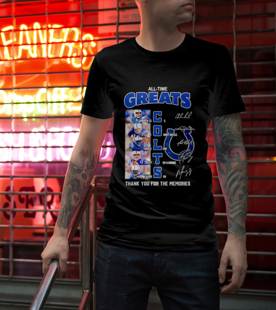 All Time Greats Indianapolis Colts Autograph Signatures Thank You For The Memories T-Shirt