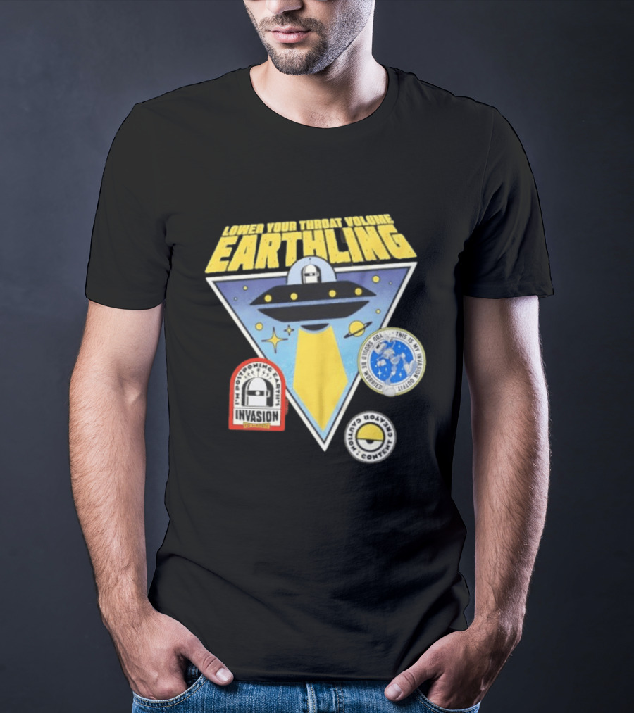 Lower Your Throat Volume Earthling Invasion Postponed Futurama Bender Planet Express Delivery T-Shirt