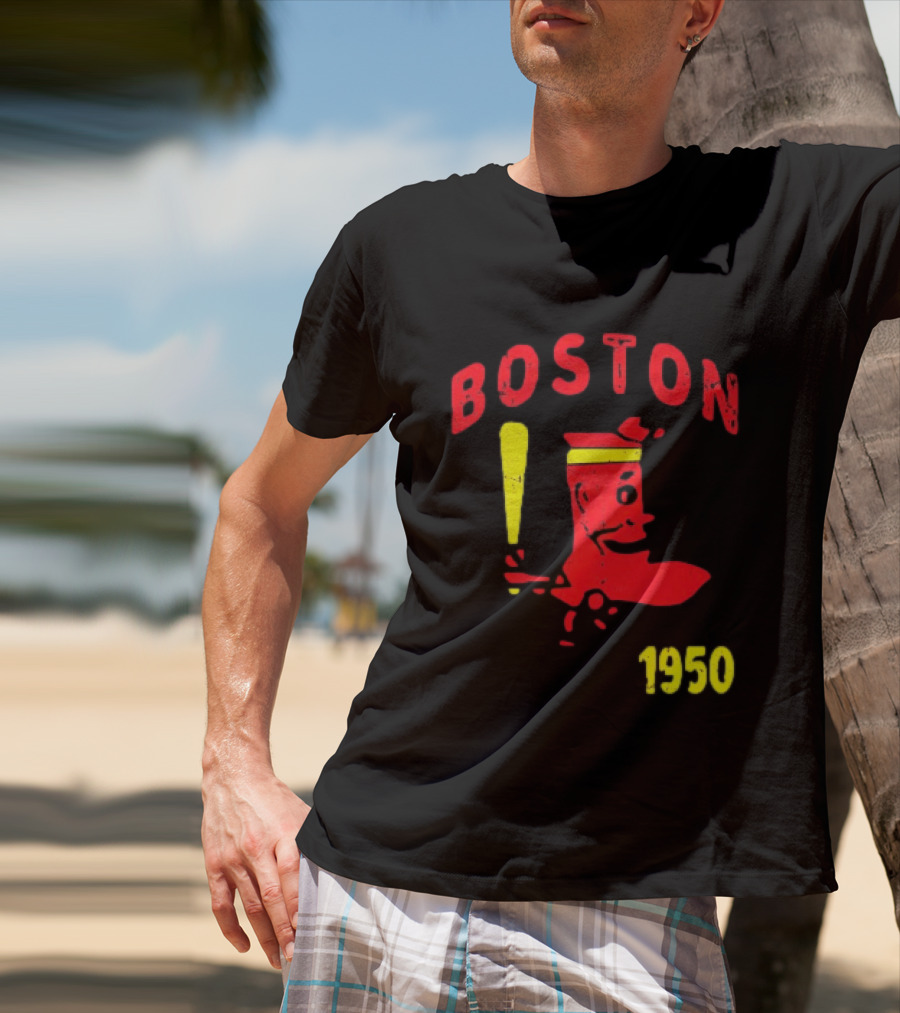 Boston 1950 Baseball Player Boot And Bat T-Shirt