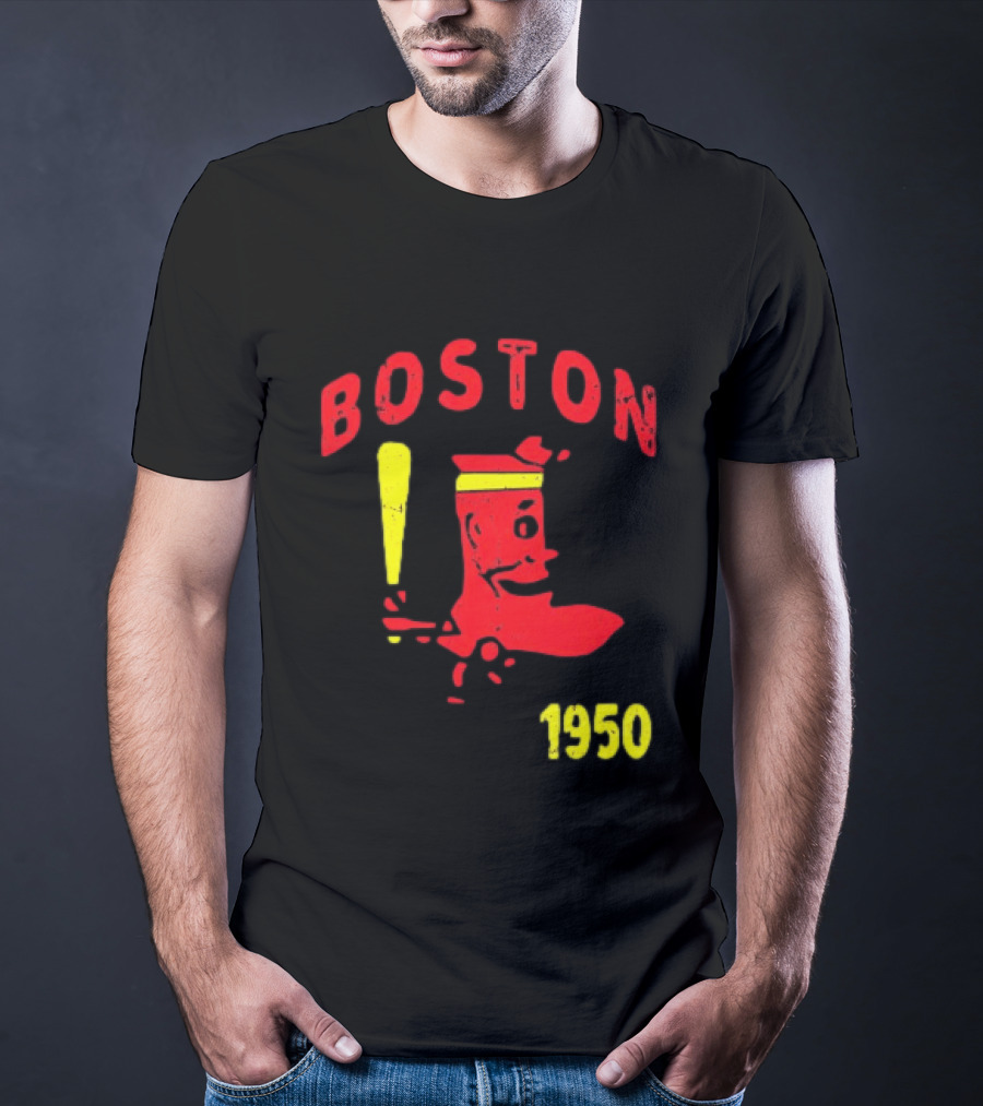 Boston 1950 Baseball Player Boot And Bat T-Shirt