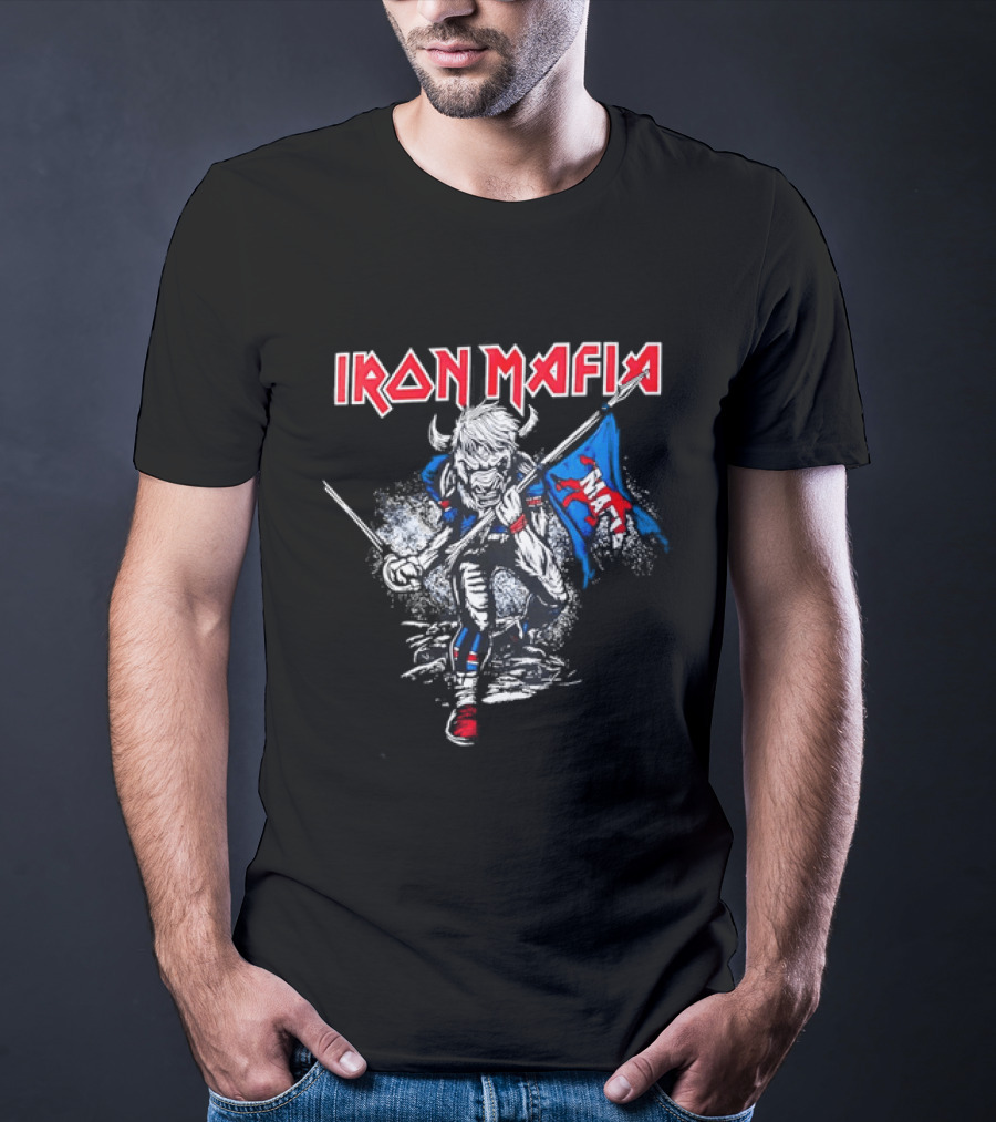 Iron Mafia Buffalo Bull Charging With Flag Buffalo Bills T-Shirt