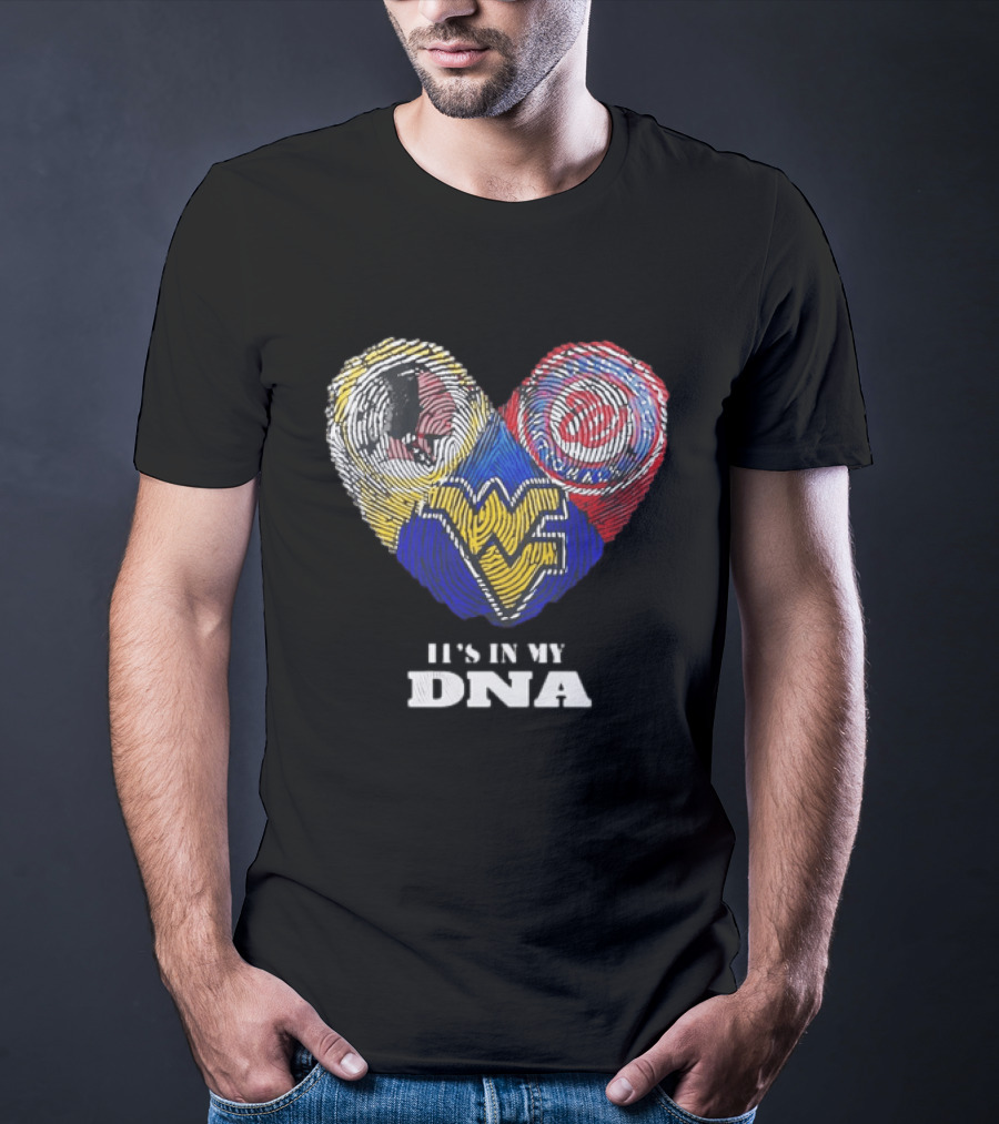 It Is In My DNA West Virginia Mountaineers Washington Commanders Logos Fingerprint T-Shirt