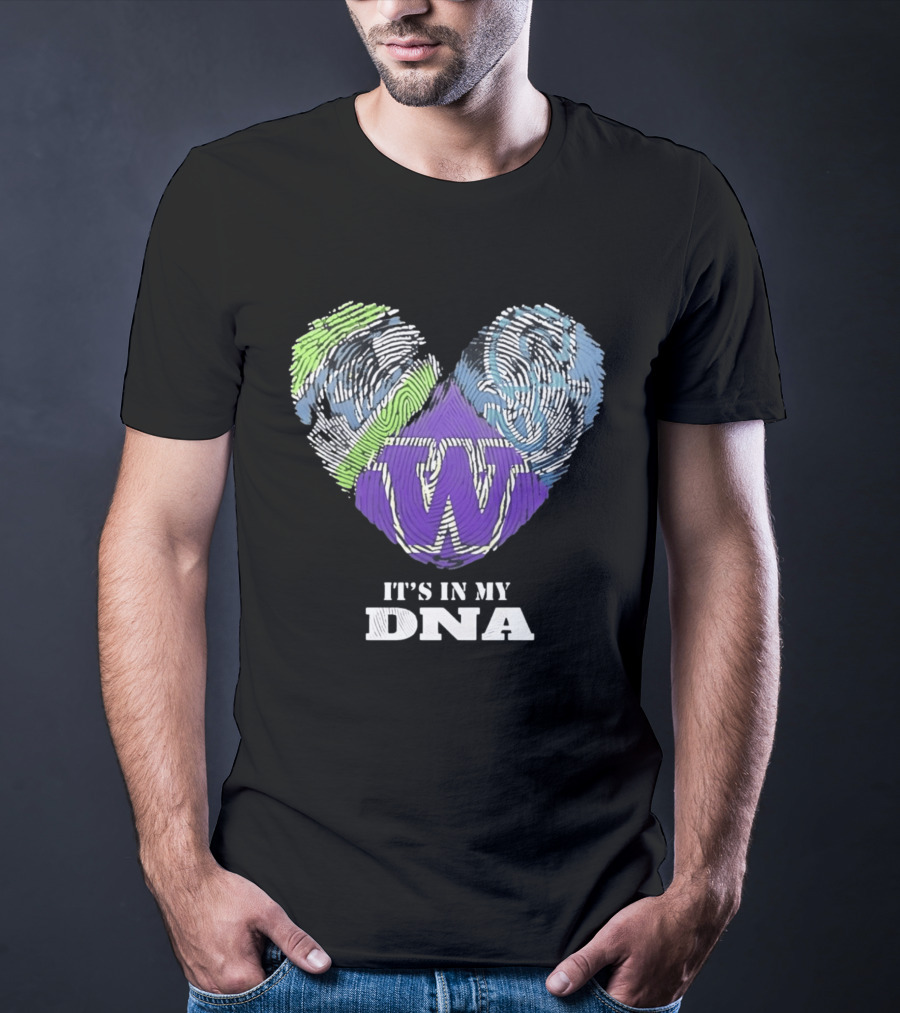 Washington Huskies It's In My DNA Fingerprint Heart T-Shirt