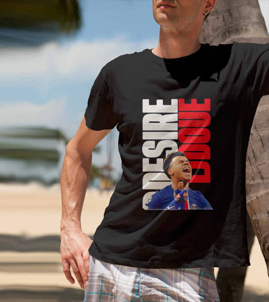 Désiré Doué Celebrating PSG Paris Saint Germain Player T-Shirt