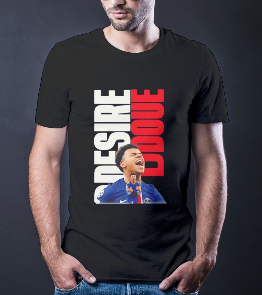 Désiré Doué Celebrating PSG Paris Saint Germain Player T-Shirt
