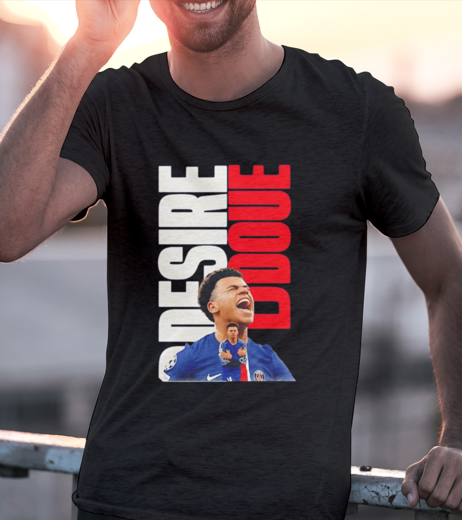 Désiré Doué Celebrating PSG Paris Saint Germain Player T-Shirt