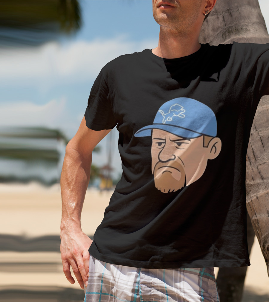 Detroit Lions Grumpy Man With Hat Football Team Fan T-Shirt
