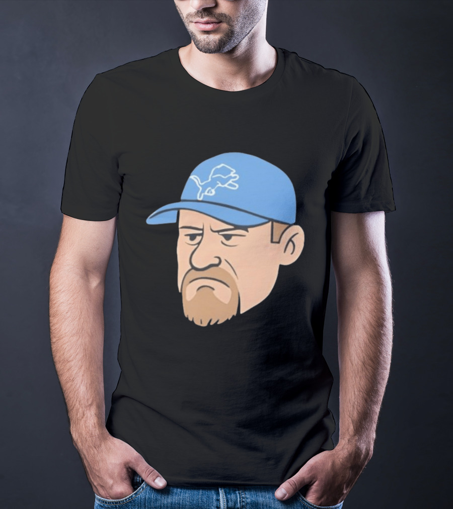 Detroit Lions Grumpy Man With Hat Football Team Fan T-Shirt
