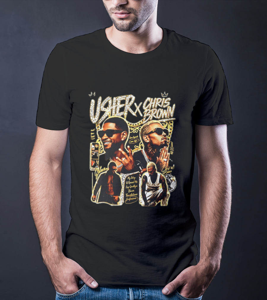 Usher Chris Brown My Way Without Me Say Goodbye Tour Los Angeles Buju Banton Team Custom T-Shirt