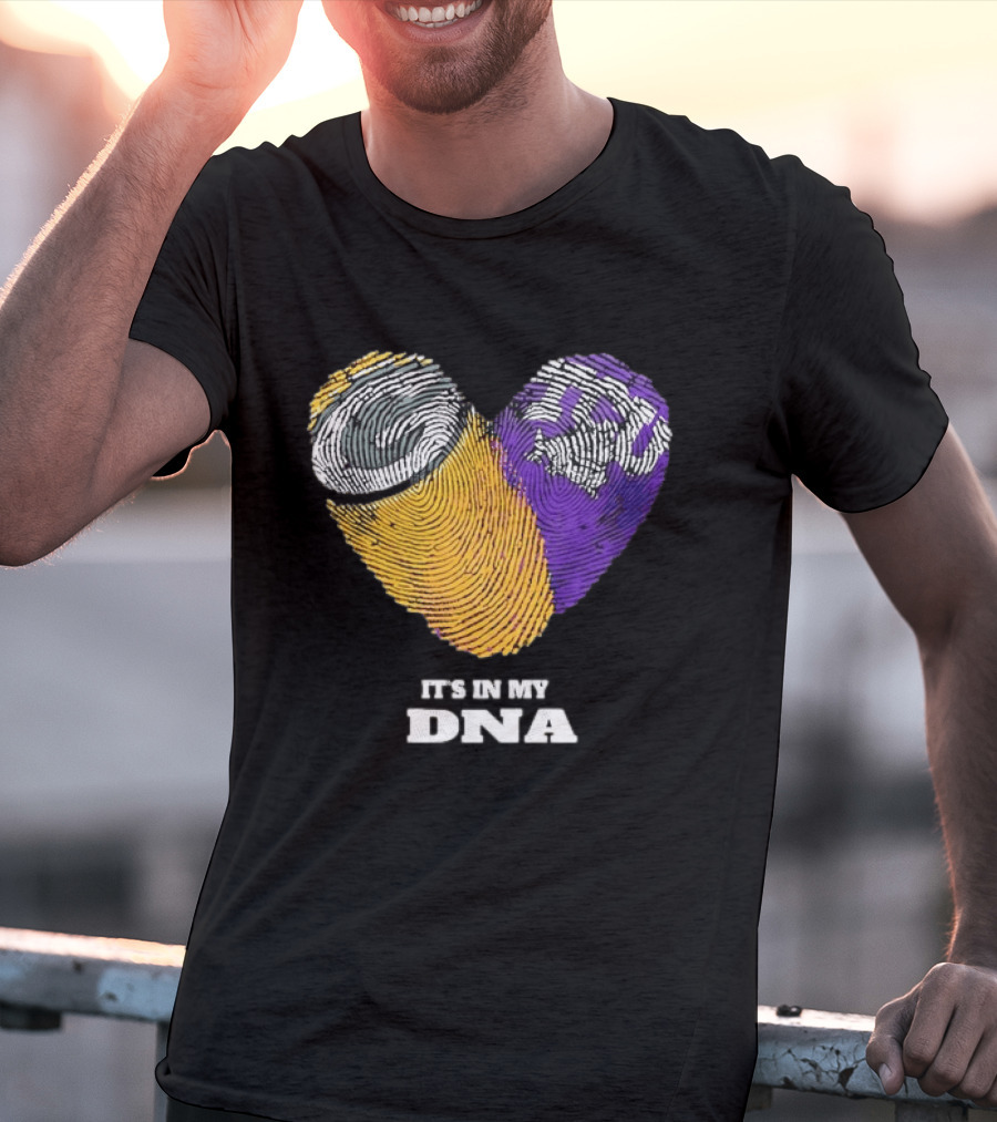 Green Bay Packers TCU Horned Frogs It's In My DNA Heart Fingerprints Fan Love T-Shirt
