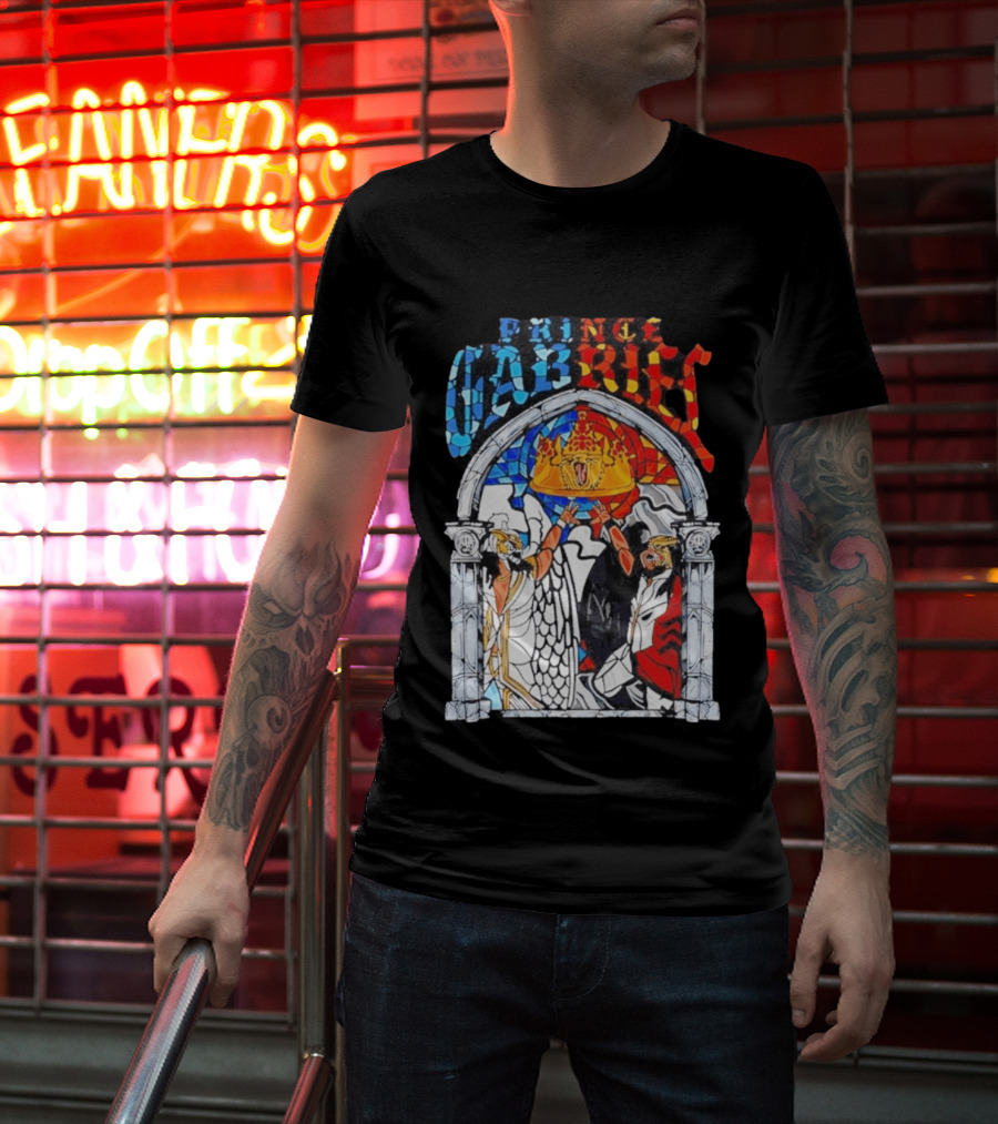Prince Gabriel Stained Glass Window Kings Crown Angels T-Shirt