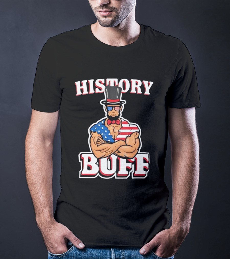 History Buff Abraham Lincoln Gym Bro American Flag Muscle T-Shirt
