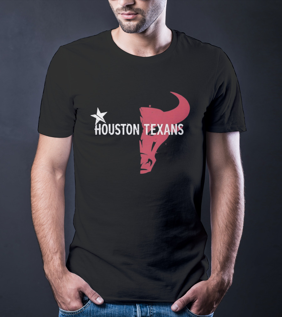 Houston Texans Distressed Star Bull Head T-Shirt