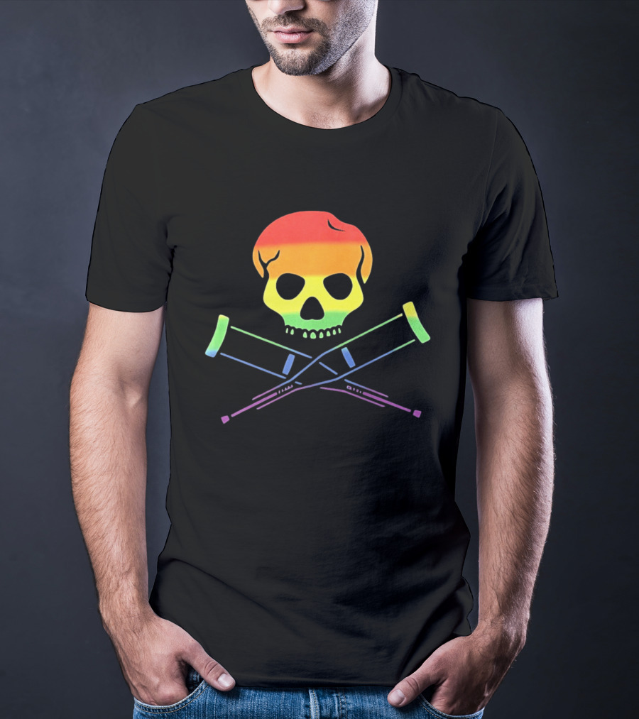 Skull With Crutches Rainbow T-Shirt