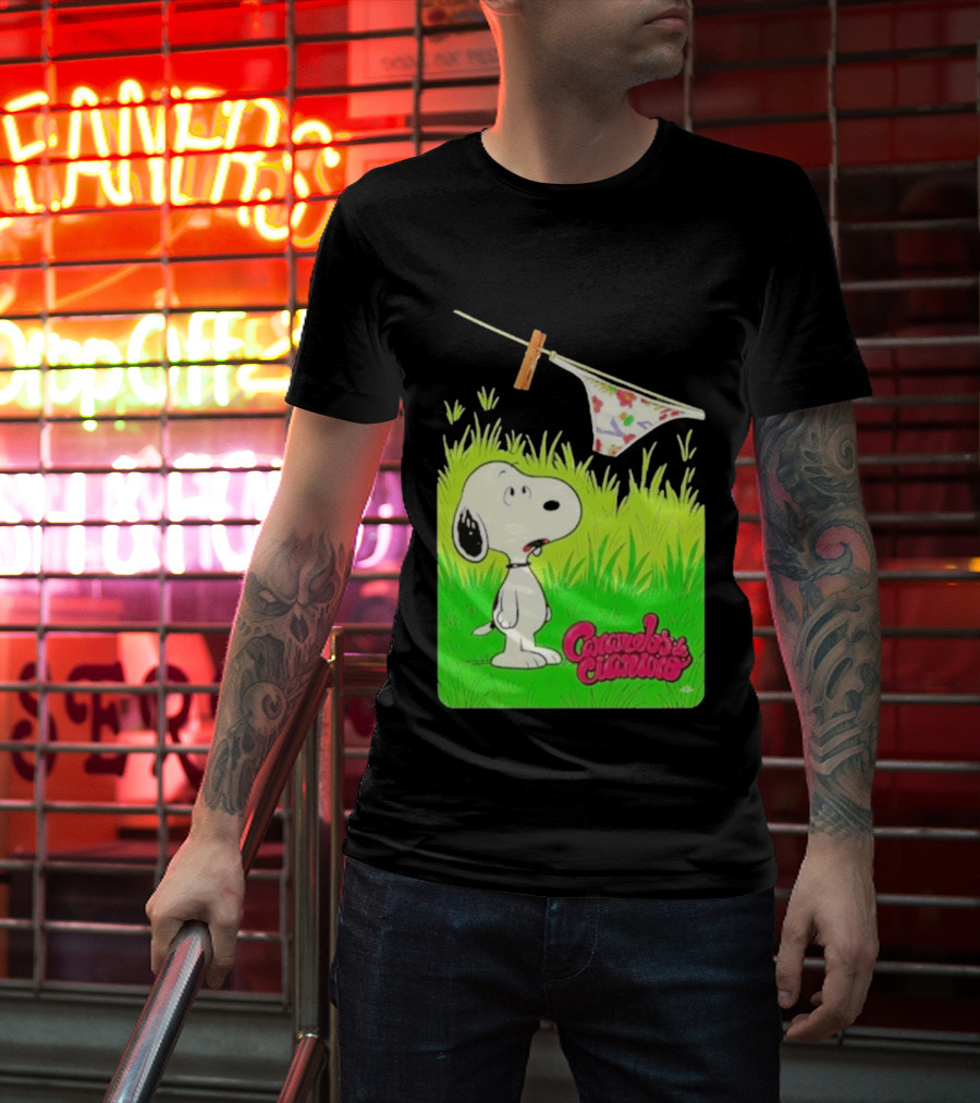 Snoopy Caramelos De Cianuro En Español Classic Cartoon And Rock Band Fusion T-Shirt