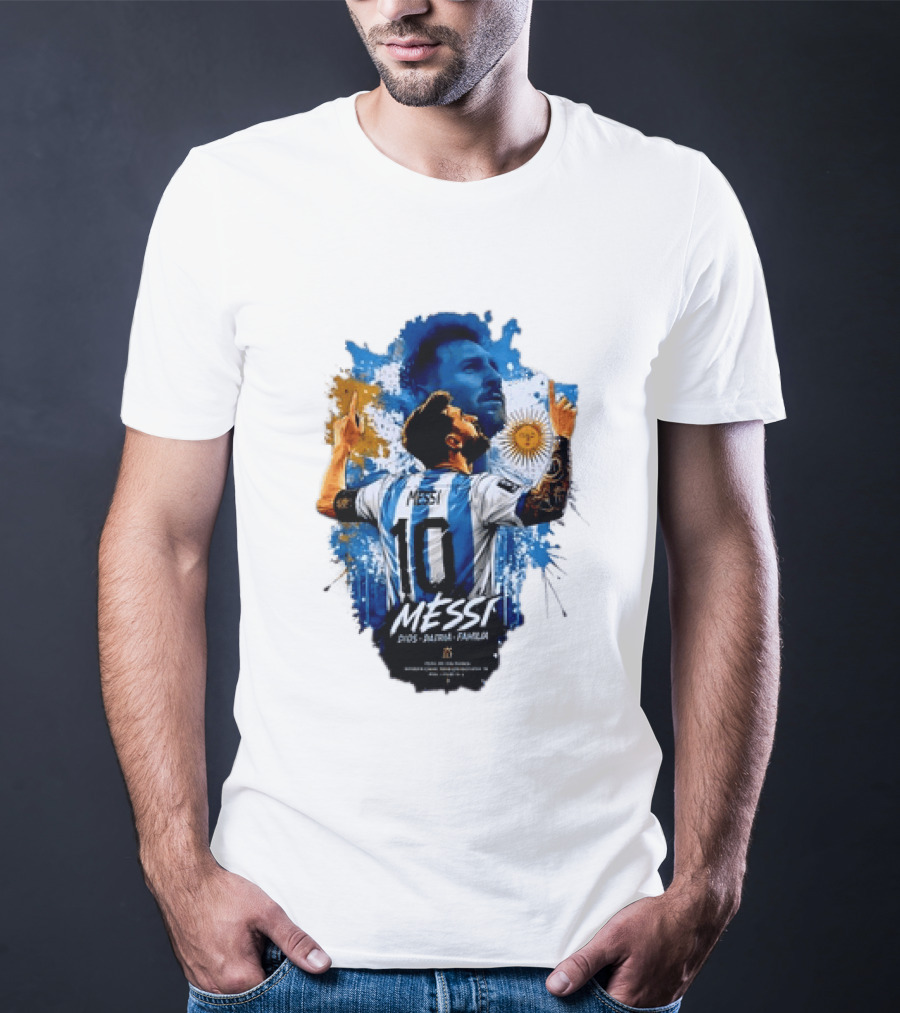 Messi Dios Patria Familia Argentina Football 10 Pointing To The Sky T-Shirt
