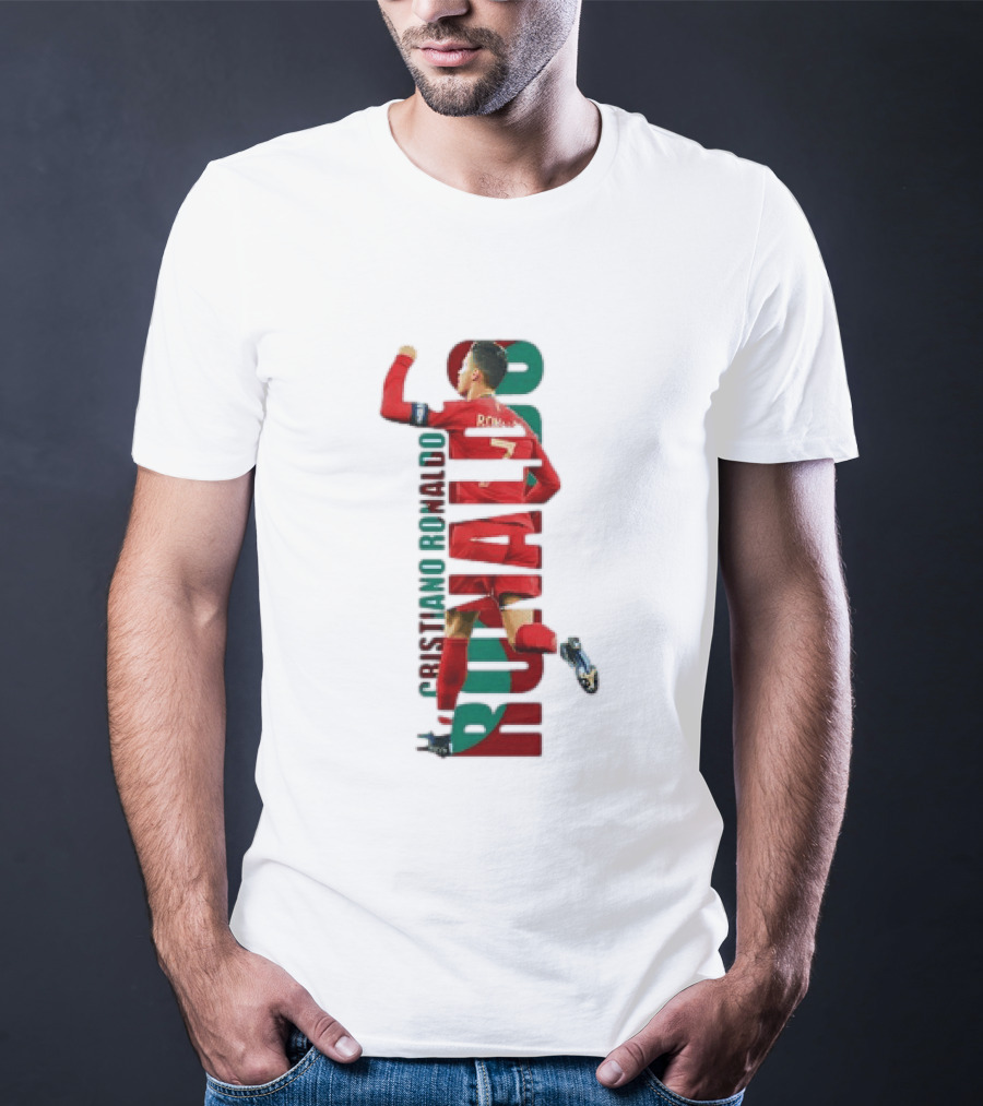 Cristiano Ronaldo Portugal Goal Celebration Number 7 Red Green T-Shirt