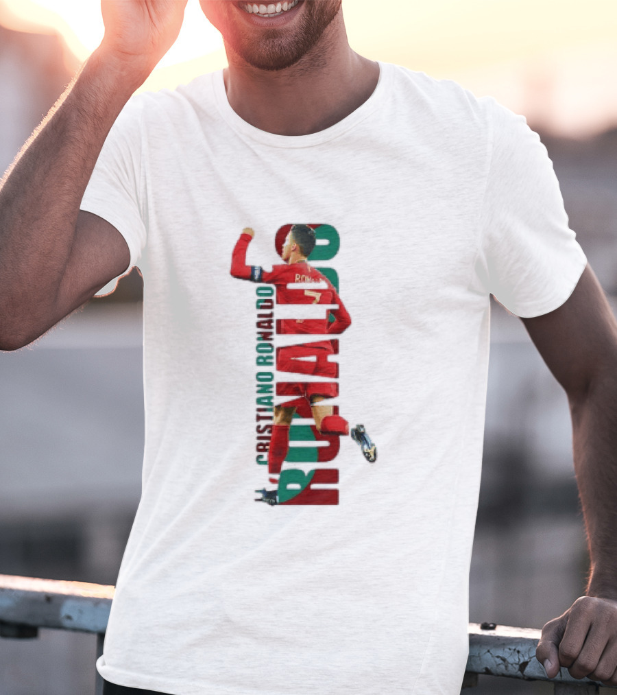Cristiano Ronaldo Portugal Goal Celebration Number 7 Red Green T-Shirt