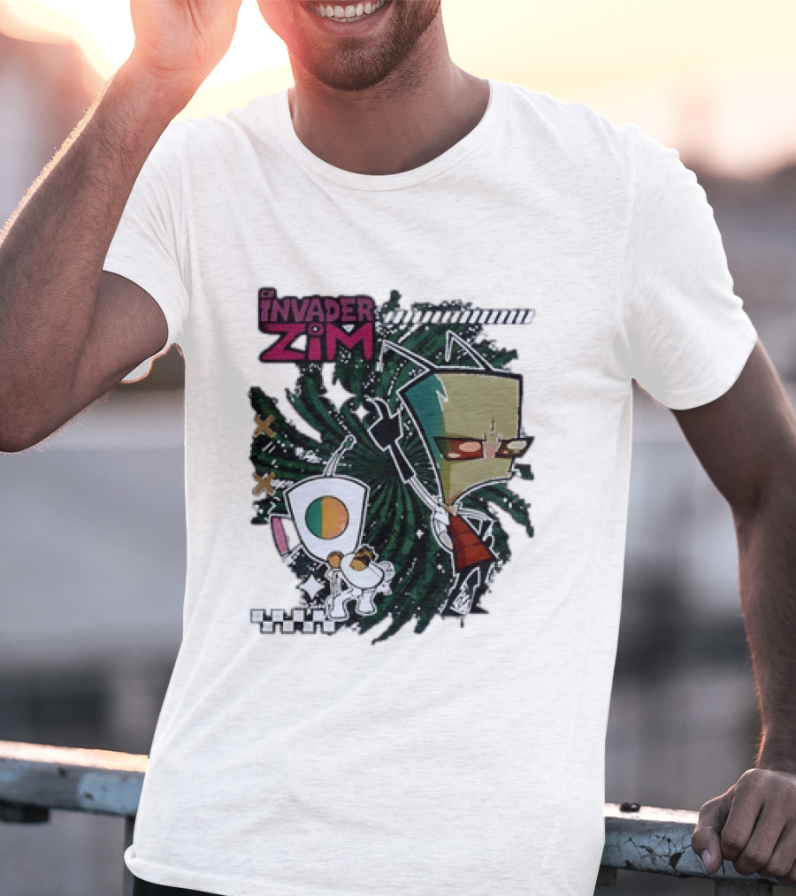 Invader Zim Gir With Zim Eating Taco Spiral T-Shirt