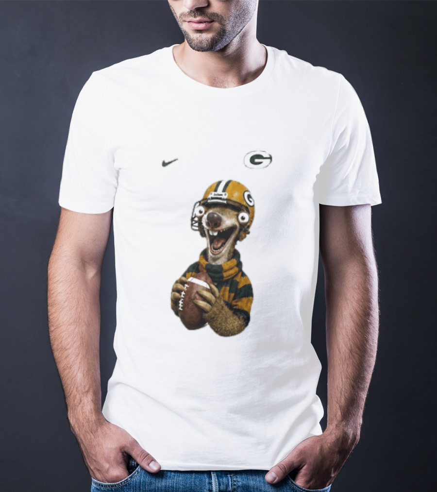 Sid The Sloth Green Bay Packers Football Helmet Fan Gear T-Shirt