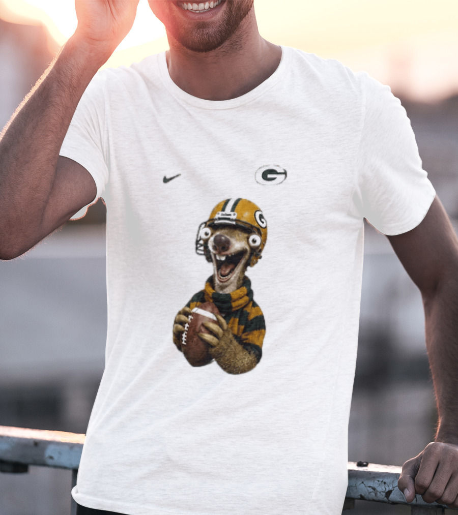 Sid The Sloth Green Bay Packers Football Helmet Fan Gear T-Shirt