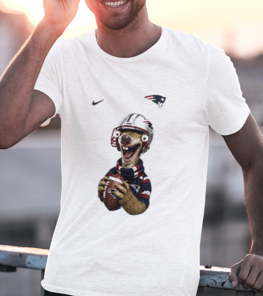 Sid The Sloth New England Patriots Football Helmet NFL Character Fan T-Shirt
