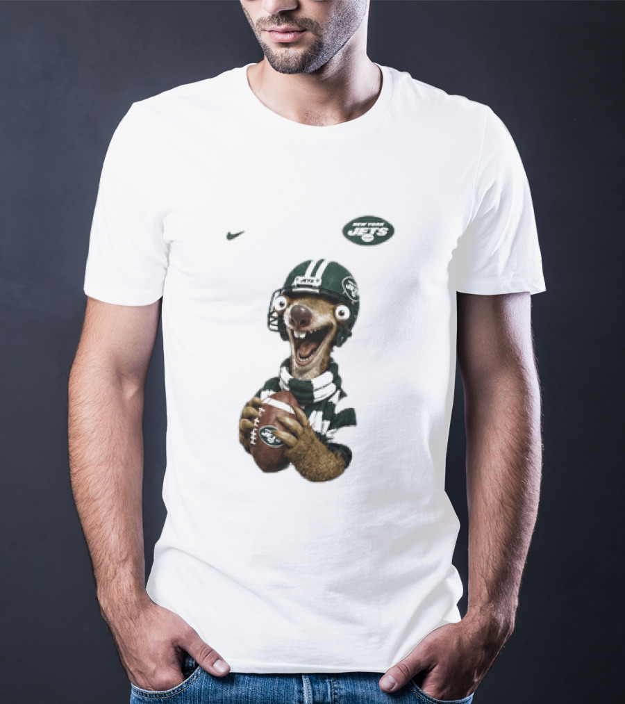 Sid The Sloth New York Jets Football Helmet Scarf And Ball T-Shirt