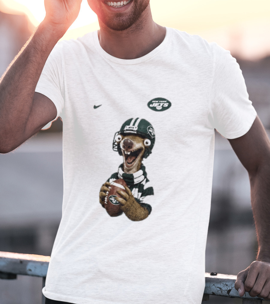 Sid The Sloth New York Jets Football Helmet Scarf And Ball T-Shirt