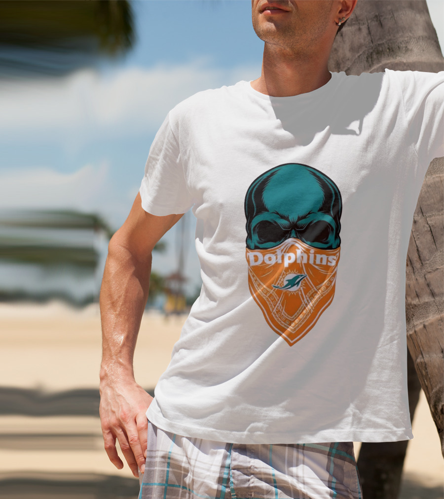 Miami Dolphins Skull Bandana With Team T-Shirt