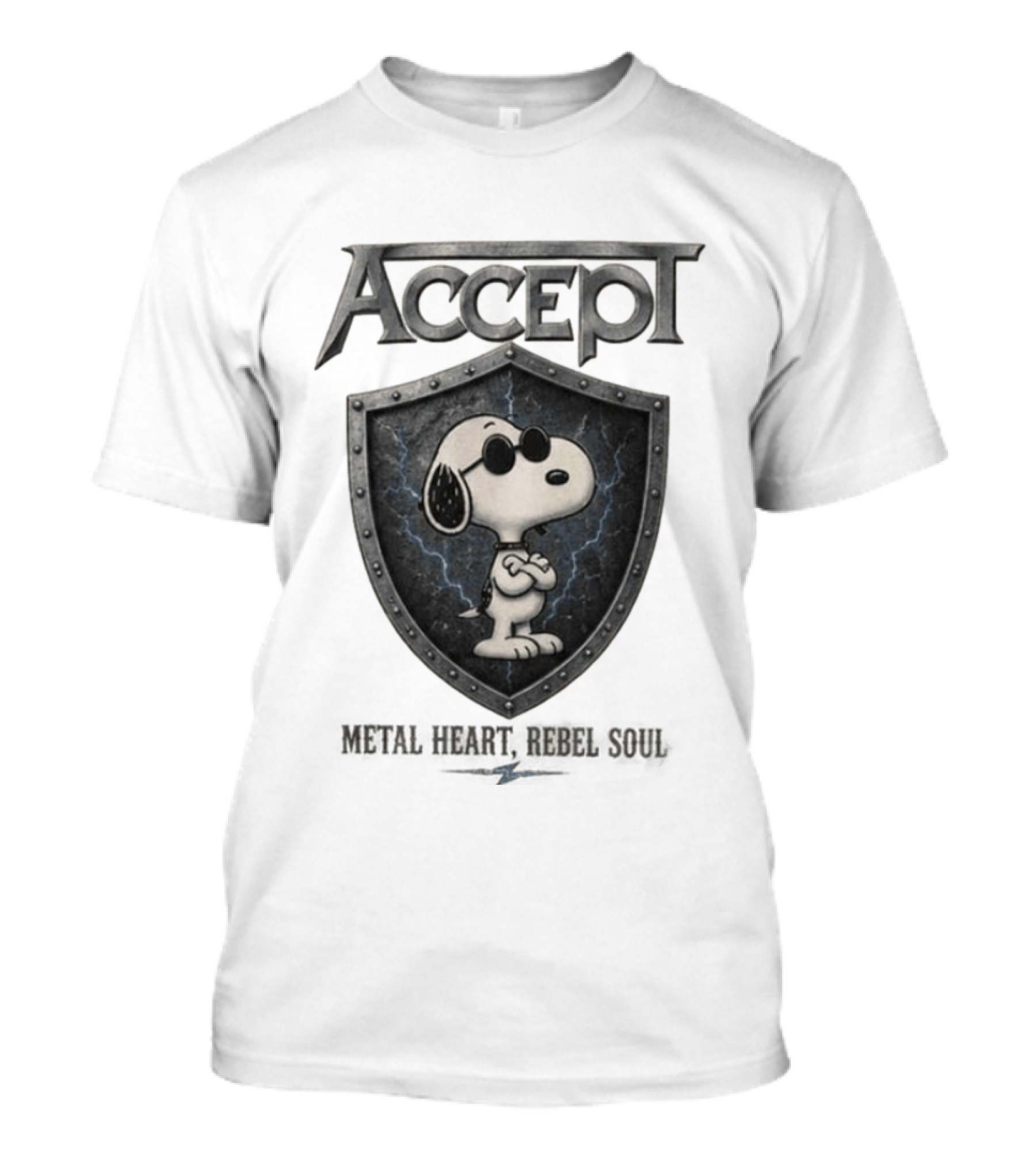 Accept Snoopy Metal Heart Rebel Soul T-Shirt