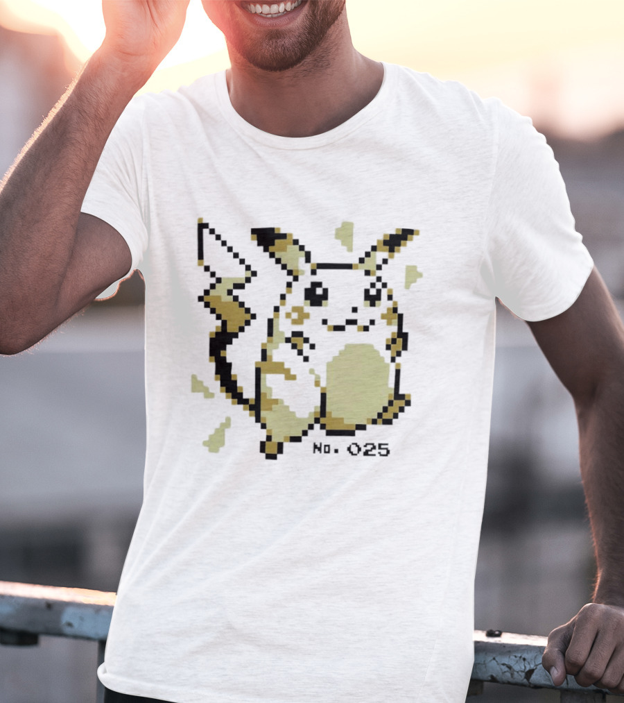 No 025 Pikachu Electricity Spark Pixel T-Shirt