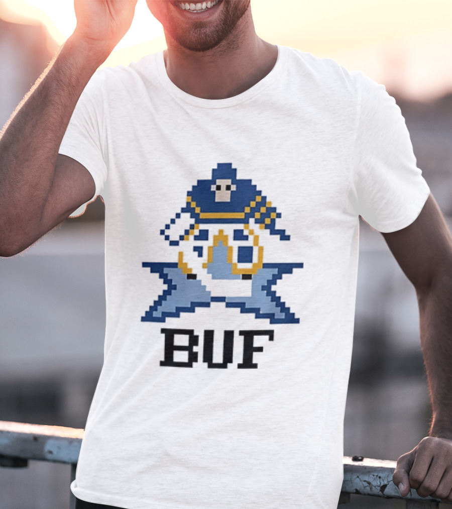 Pixelated Buffalo BUF Hockey Retro Game T-Shirt