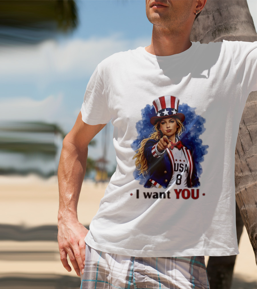 Uncle Sam Blonde Woman I Want You USA 8 Patriotic T-Shirt