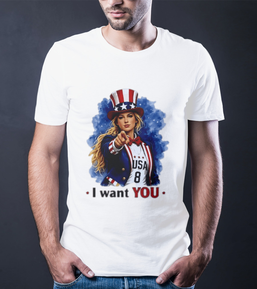 Uncle Sam Blonde Woman I Want You USA 8 Patriotic T-Shirt