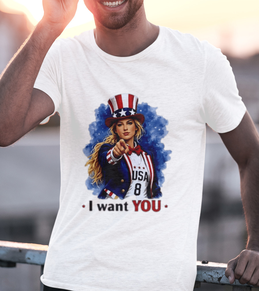 Uncle Sam Blonde Woman I Want You USA 8 Patriotic T-Shirt