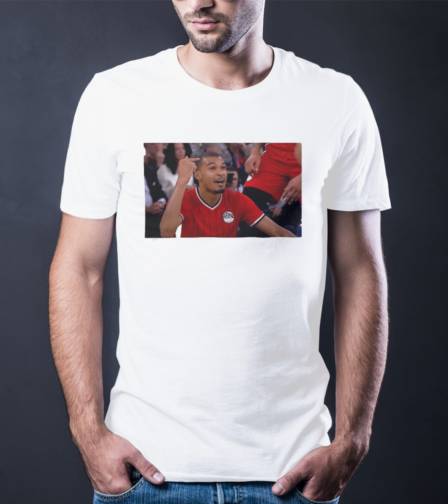Victor Wembanyama Pointing Wearing Egypt National Football Team Kit T-Shirt
