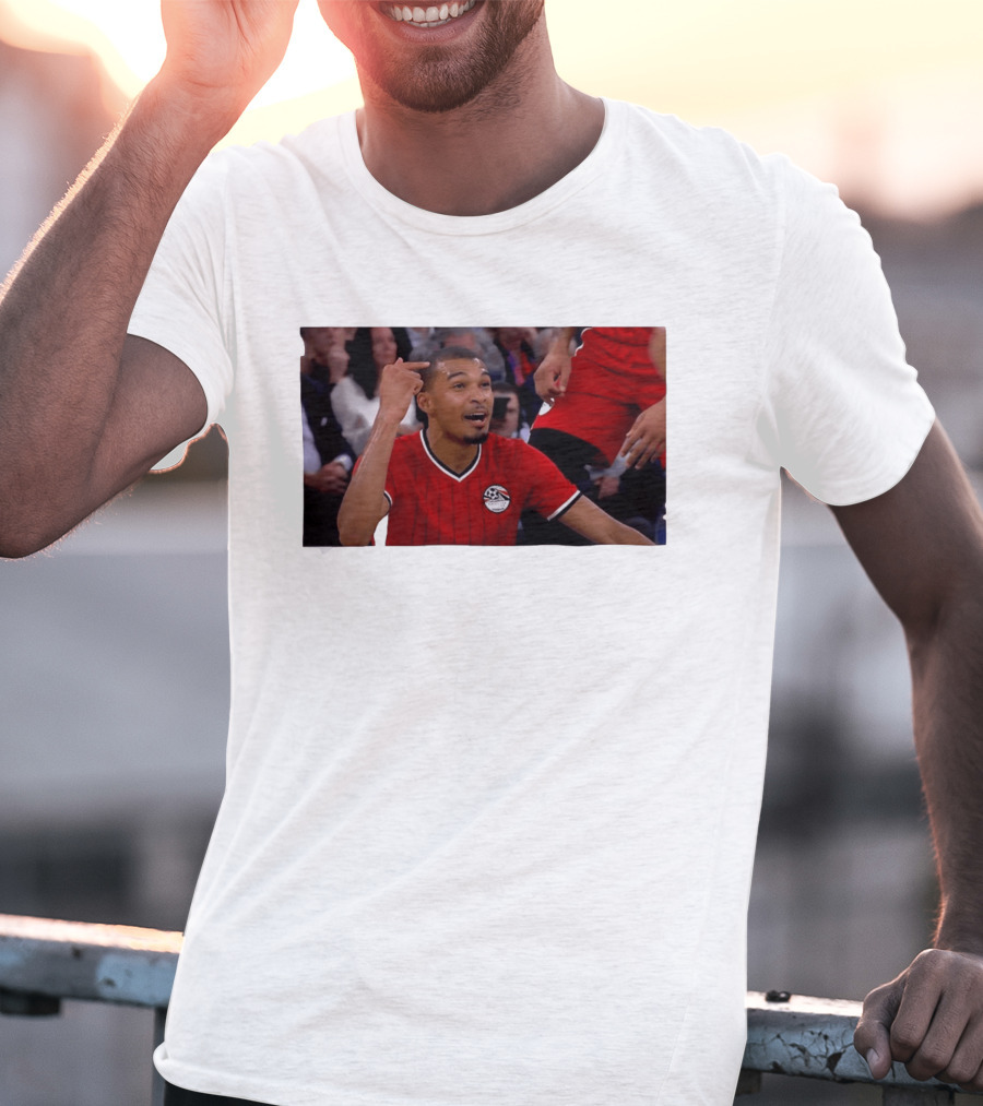 Victor Wembanyama Pointing Wearing Egypt National Football Team Kit T-Shirt