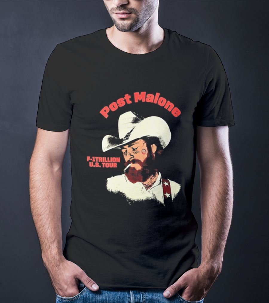 Post Malone F 1 Trillion U.S. Tour Cowboy Hat And Cigarette T-Shirt