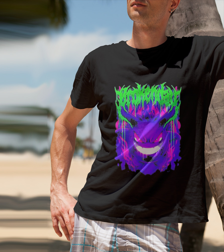 Brokenday Gengar Shadow Ball Bootleg Purple Neon T-Shirt