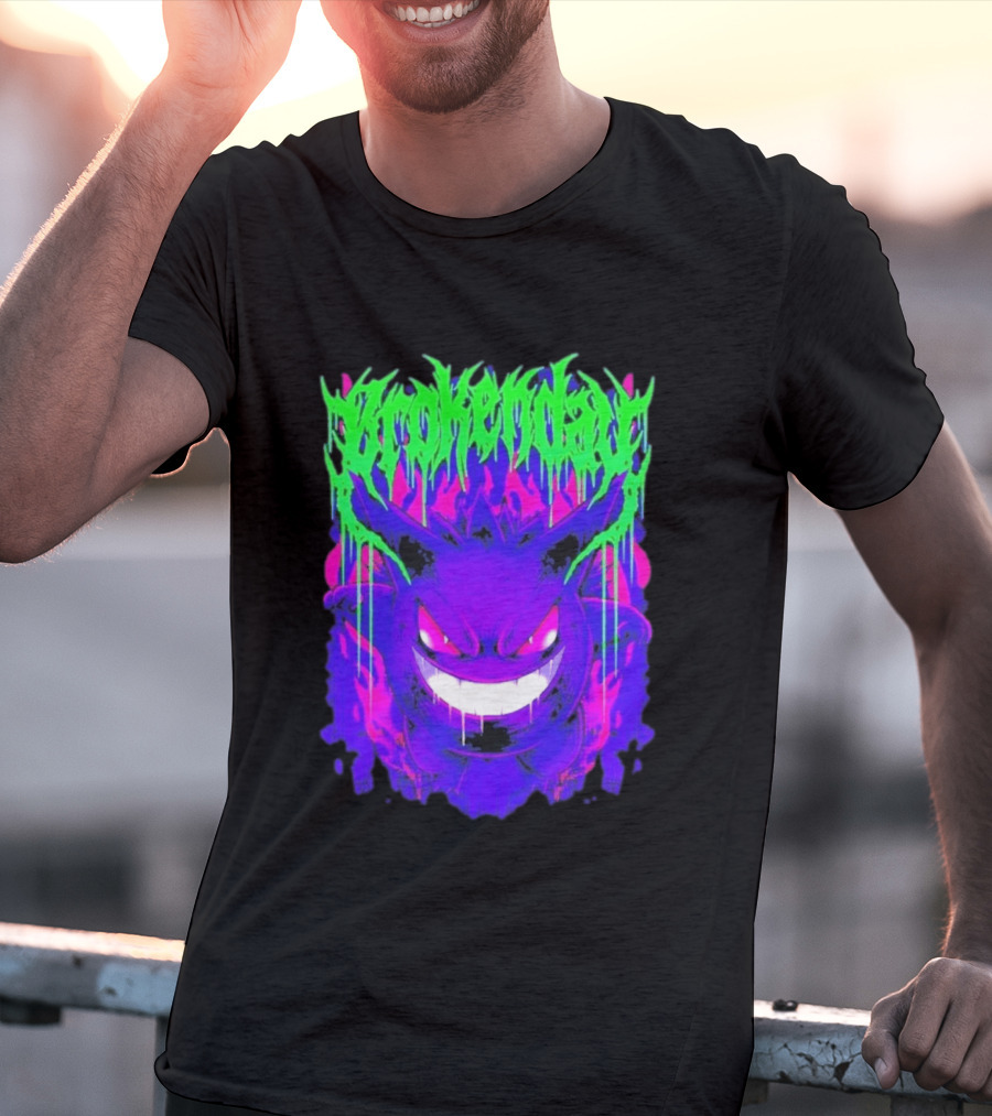 Brokenday Gengar Shadow Ball Bootleg Purple Neon T-Shirt