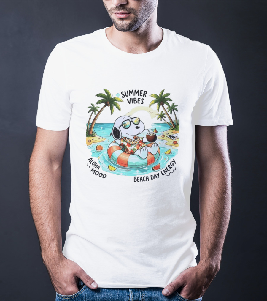 Summer Vibes Aloha Mood Beach Day Energy Snoopy Relaxing T-Shirt