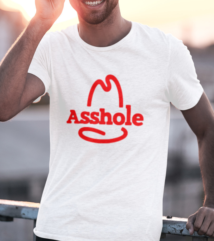 Asshole Cowboy Hat Red Outline Minimalist T-Shirt