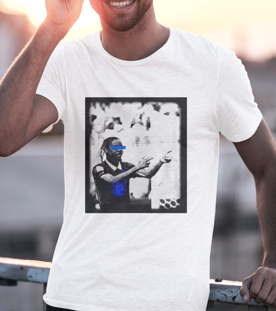 Bradley Barcola France Parasite Number 12 Footballer Blue Accents T-Shirt