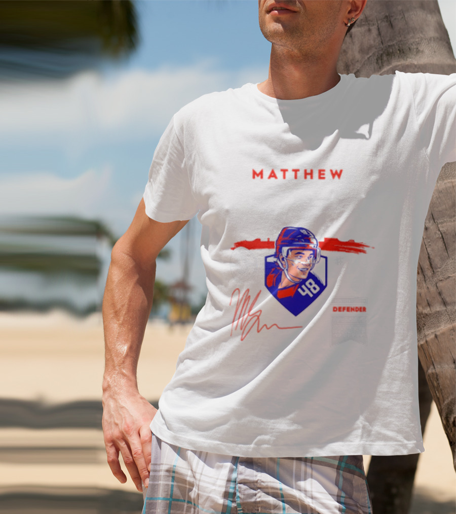 Matthew Schaefer New York Islanders 48 Spotlight Signature Helmets T-Shirt