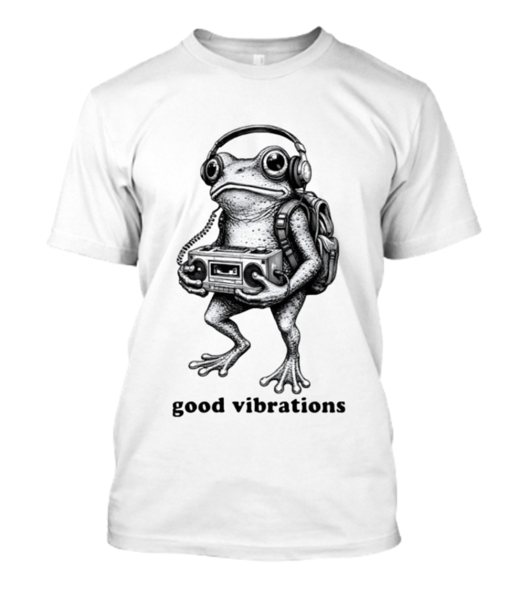 Frog With Headphones Boombox Backpack Good Vibrations T-Shirt